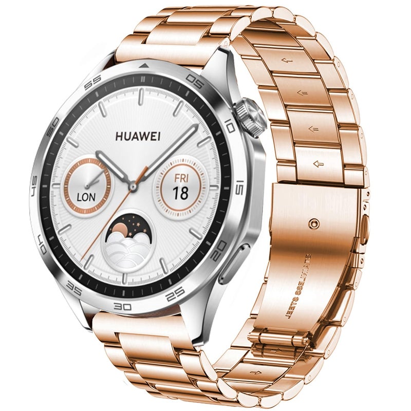 DEALELE Bands Compatible with Samsung Galaxy Watch 46mm / Galaxy 3 45mm, 22mm Stainless Steel Metal Replacement Strap for Huawei Wacth GT5 / GT5 Pro / 4/4 Pro / GT4 / 3/3 Pro / GT3 46mm (Rosegold) - Image 1